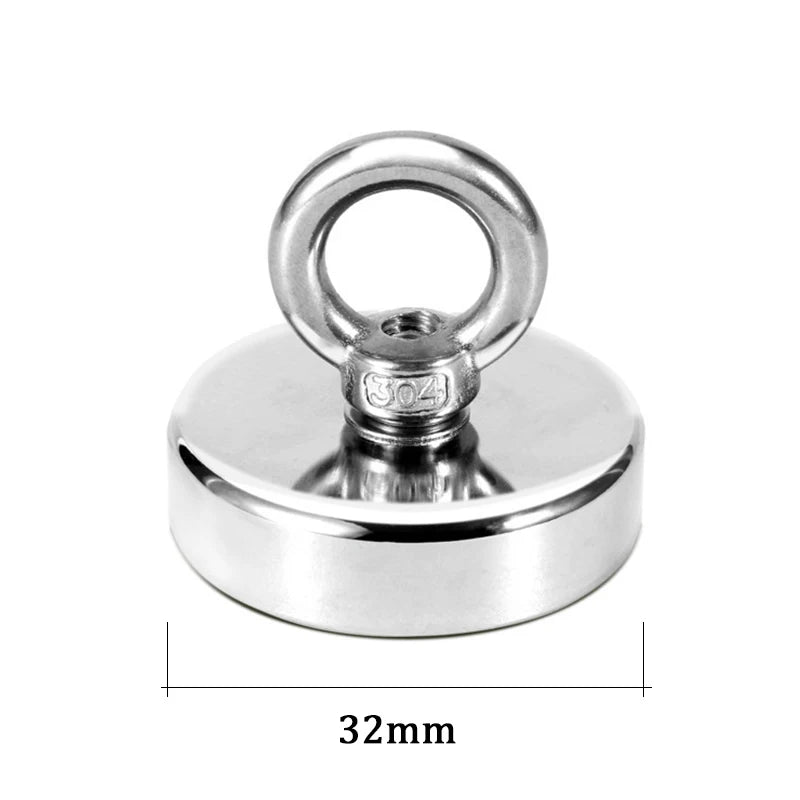 Heavy-Duty Neodymium Fishing Magnet with Eyebolt (Super Strong Pull)