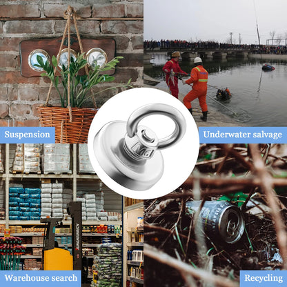 Heavy-Duty Neodymium Fishing Magnet with Eyebolt (Super Strong Pull)